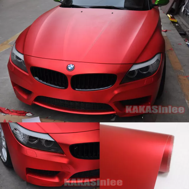 Red Satin Matte Metal Chrome Vinyl Wrap Sticker Decal Tape Car House Decors CB 2