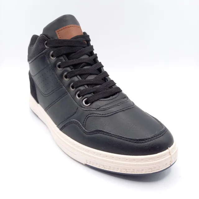 Baskets Tennis Chaussure Homme Sneakers Men's Pointure 40 Noir Blanche Montante