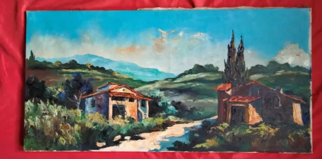 Superbe grande huile XX e par Guy le Florentin " Mas Provençaux "