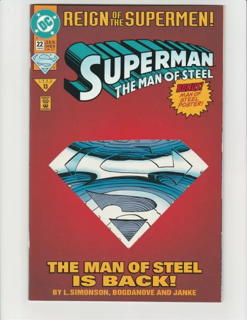 Reign of Superman The Man of Steel #22  Die-Cut 1993 DC Comics 9.0 VF/NM+