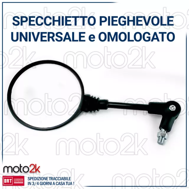 Specchio Specchietto Retrovisore Universal Attacco M10 Pieghevole Omologato Moto