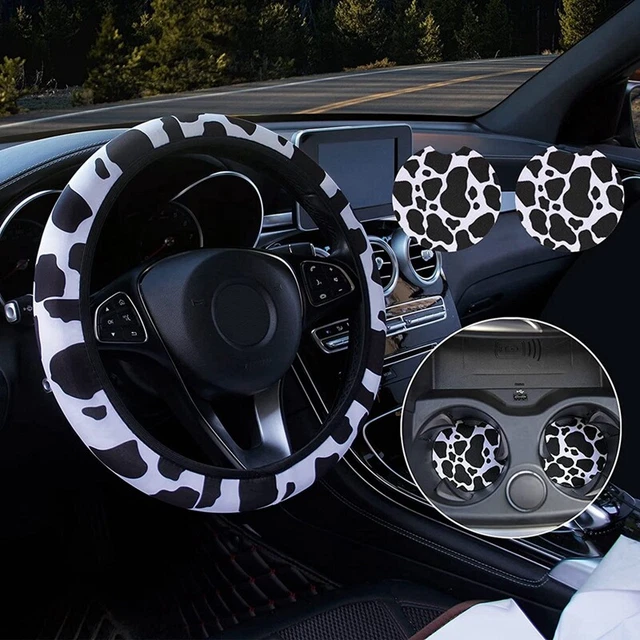 Coprivolante mucca da donna con 2 pz sottobicchieri auto, universale mucca pr S7X6