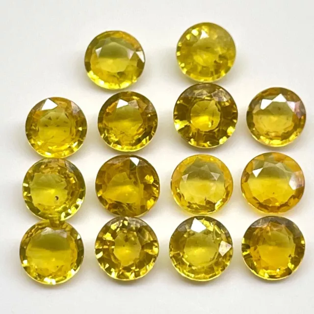 Natural Yellow Color Sapphire 7 mm Round Cut Lot 10 Pcs Certified Loose Gemstone