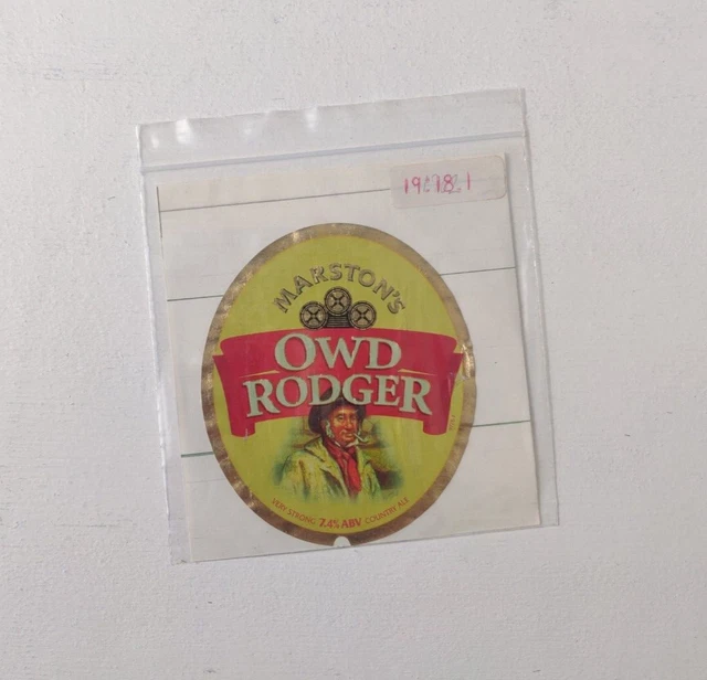 Marston's Brewery, Owd Rodger, Beer Bottle Label - Burton Upon Trent UK -ManCave