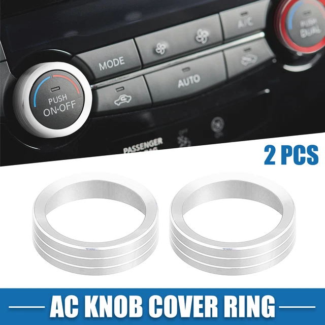 AC Knob Ring Cover Knob Covers for Nissan Rogue 14-20 Silver Tone (Pack of 2)