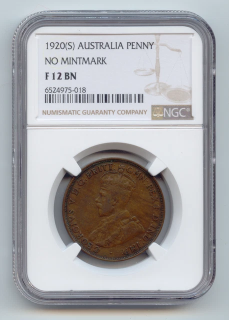 Australia, 1920 (S) Penny, Scarce No Mint Mark, NGC F-12 BN