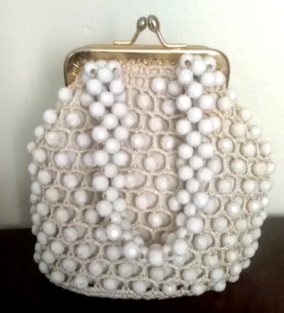 Bourse à Perles Ancienne, époque 1900 - Sac Polychrome En Perles, Pièce De Collection (#568)