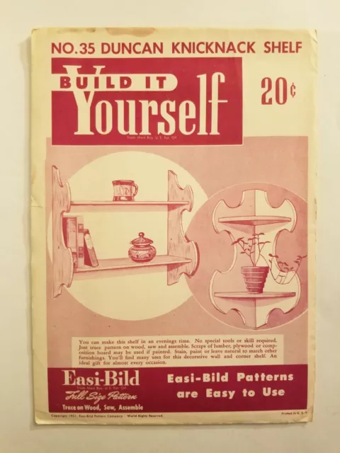 Vintage 1951 Easi-Bild No35 Duncan Knicknack Shelf Woodworking Pattern Full Size