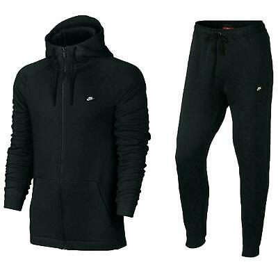 Nike Men’s Sportswear Black Zipped Hoody Tapered Joggers Tracksuit 835858 835862
