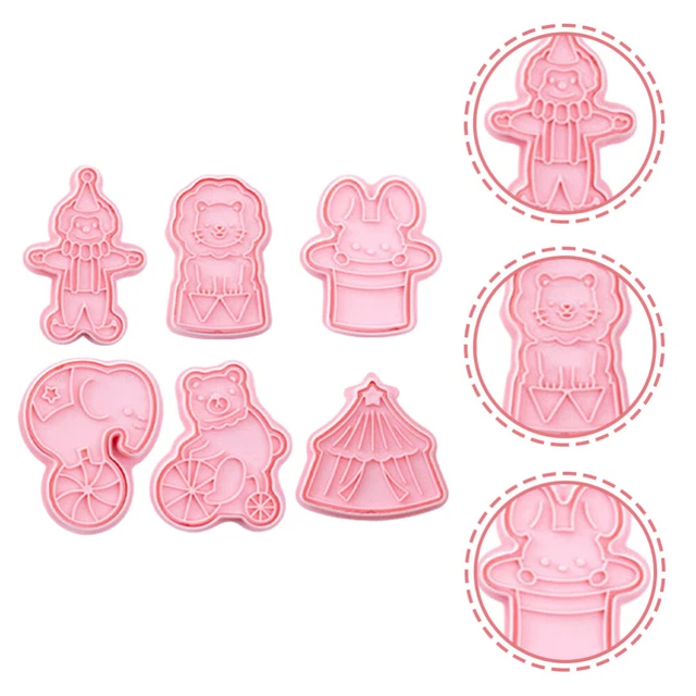 6 piezas molde de galletas animales galletas cortador de fondant galletas de circo para animales tipo push niño