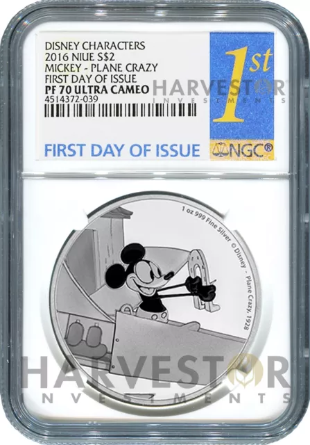 Disney Mickey Through The Ages: Plane Crazy - Ngc Pf70 First Day Of Issue