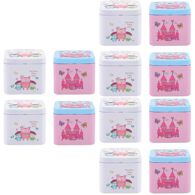 12 PCs Zinnplattendosen Hochzeitsfeier Süßigkeiten Dosen Cartoon Süßigkeiten