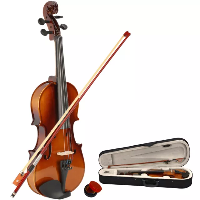 Half Size Natural Acoustic Violin + + Bow + Rosin - Brand New