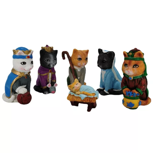 6-teiliges Krippenset mit süßer Katze, Weihnachtsfiguren, Krippenfiguren, Baby 2