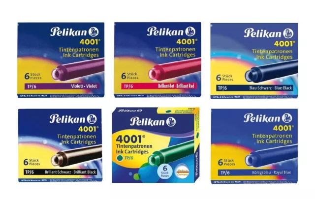 Pelikan 6 Tintenpatronen Füller Standard kurz 4001 TP/6, Farben wählbar