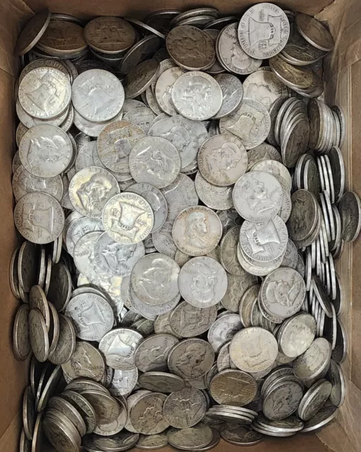 1950-1963 Franklin Half Dollar 20 Coin roll Circulated 90% Silver