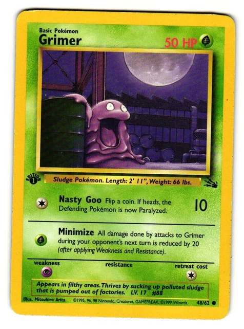 1st Edition Grimer Vintage WotC 48/62 Fossil Set Pokemon Card