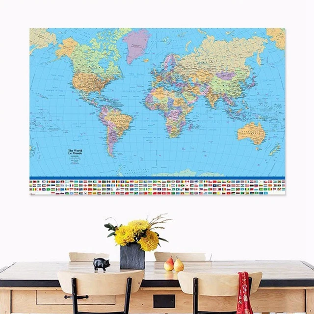 MAP OF THE World Poster with Country Flags Wall Chart Home Date Applied ...