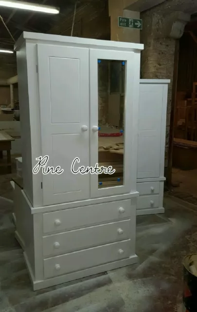 Handmade Aylesbury (White) Single-Mirrored 3 Drawer Wardrobe Not Flat-Pack!!!