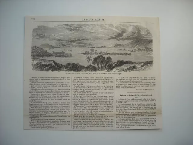 Gravure 1864. Colonies Francaises. Entree Rade De La Pointe-A-Pitre, Guadeloupe.