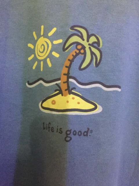 LIFE IS GOOD WOMEN´S BLUE cotton t-shirts sz M Short Sleeve "Palm"