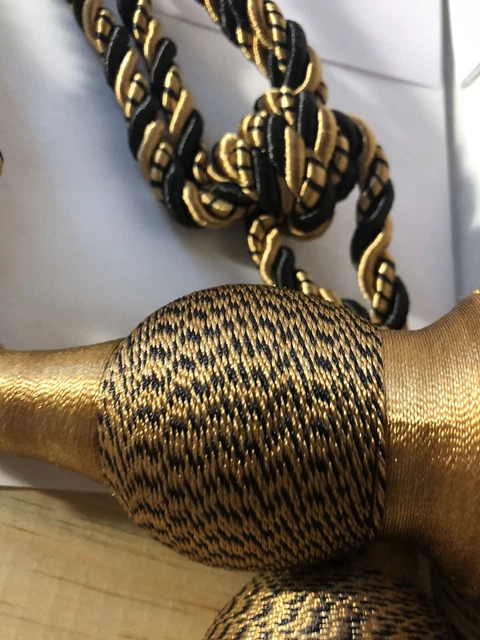 Hanging Large Drapery Tassels Gold And Black 7