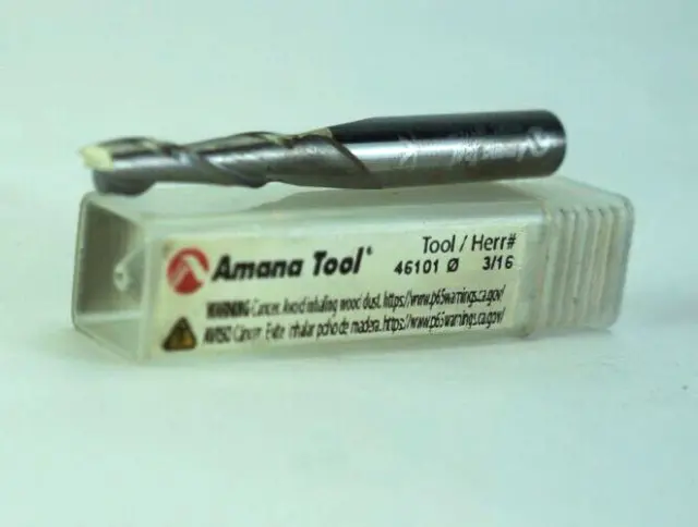 Amana 46101 Solid Carbide Spiral Plunge 3/16" x 3/4" Router Bit 1/4" Shank