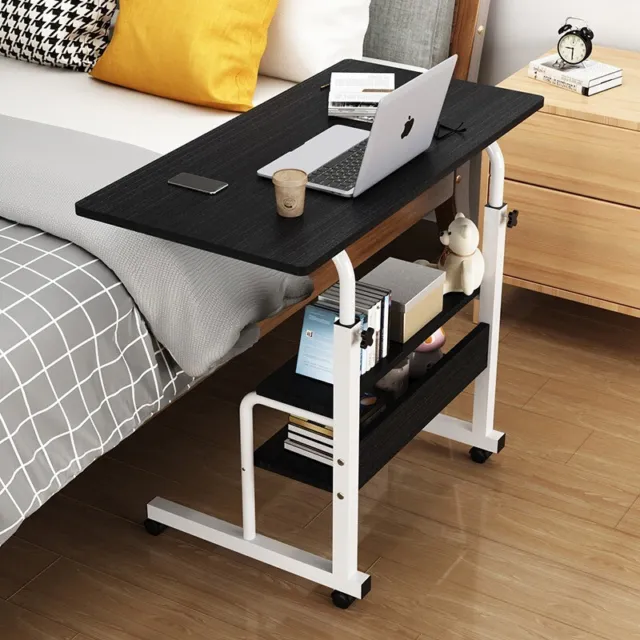 Height Adjustable Mobile Rolling Computer PC Laptop Over Bed Desk Overbed Desk