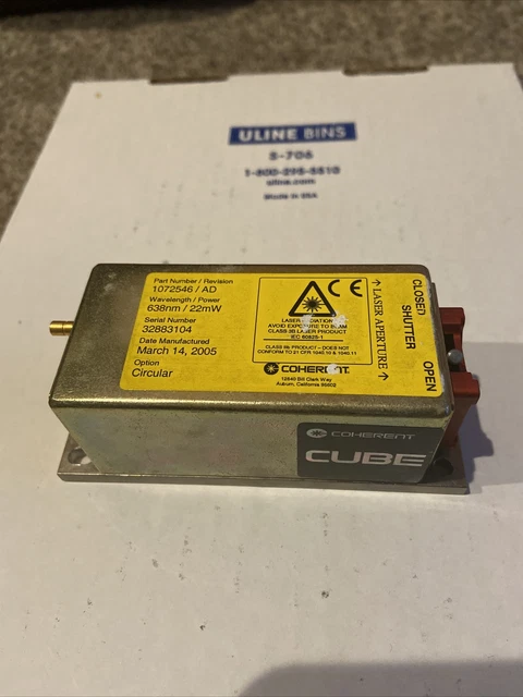 Coherent Cube 1072546/AD 638nm 22.0 mW Horizontal Laser Head With Heatsink!