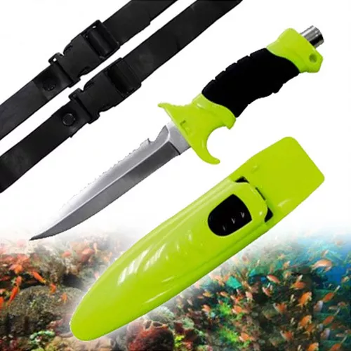 Tauchermesser Signalfarbe neon Beinholster Taucher Messer Anglermesser Survival