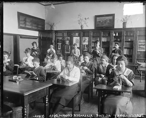 Deaf Students In Their Classroom At Alexander Graham Bell School  - Old Photo