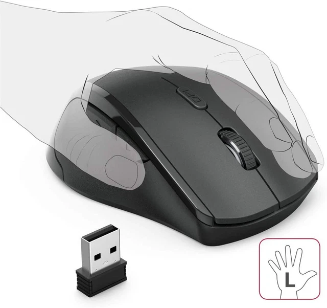 Souris Optique Sans Fil Riano (Souris Gauche Sans Fil, Avec Récepteur Nano USB,