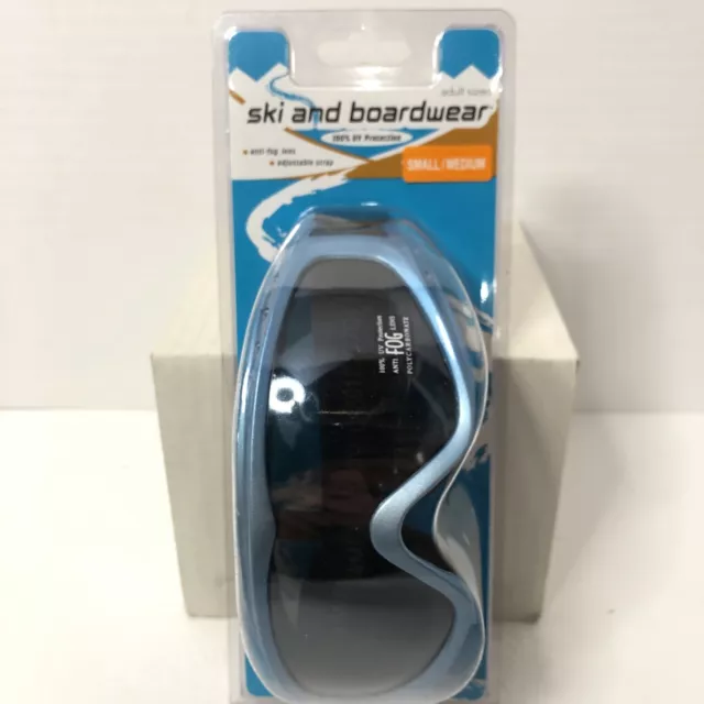 Ski or Board Goggles Anti-Fog 100% UV Adult Sized Small/Medium Blue