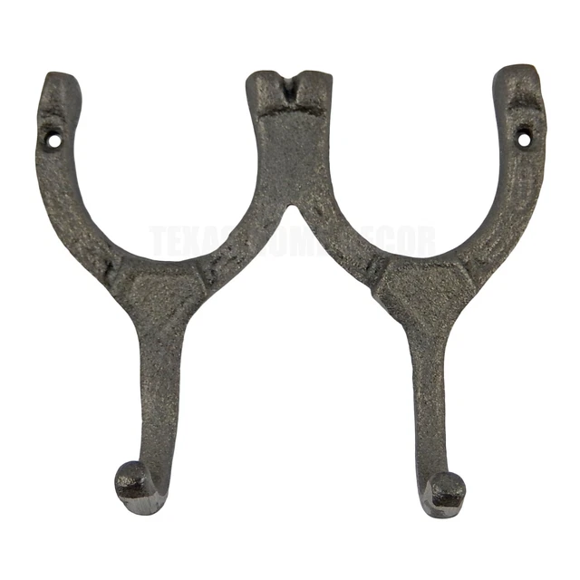 Double Horseshoe Wall Hook Raw Unpainted Cast Iron Key Coat Towel Rack Hanger