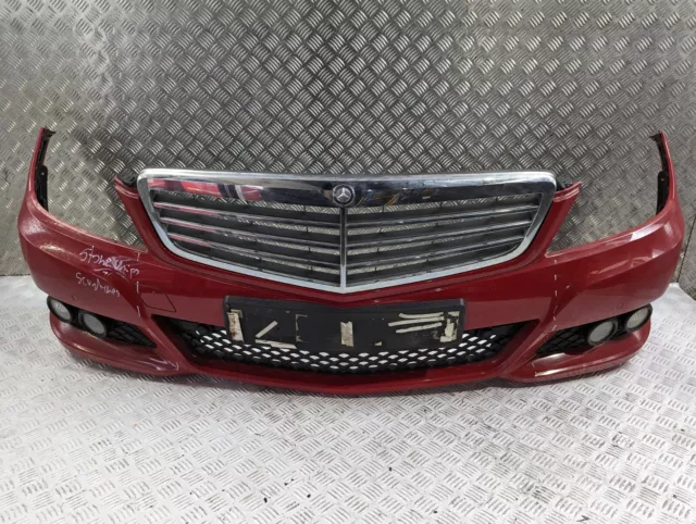 Mercedes C Class Bumper Front & Parking Sensors In Red Fire Opal / 590 W204 2011