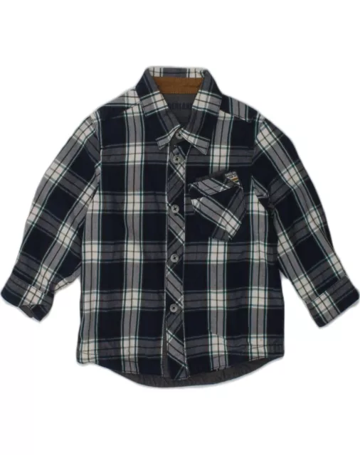 TIMBERLAND Baby Boys Shirt 12-18 Months Navy Blue Check Cotton AN22