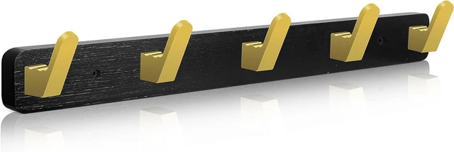 Coat Hooks Wall Mounted Coat Rack, 16.7'' Long, Entryway Hanging Coat Rack, Blac