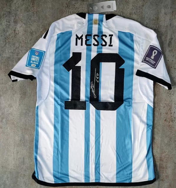 Camiseta Messi Firmada Argentina Final Mundial 2022 Shirt Maglia Maillot Trikot