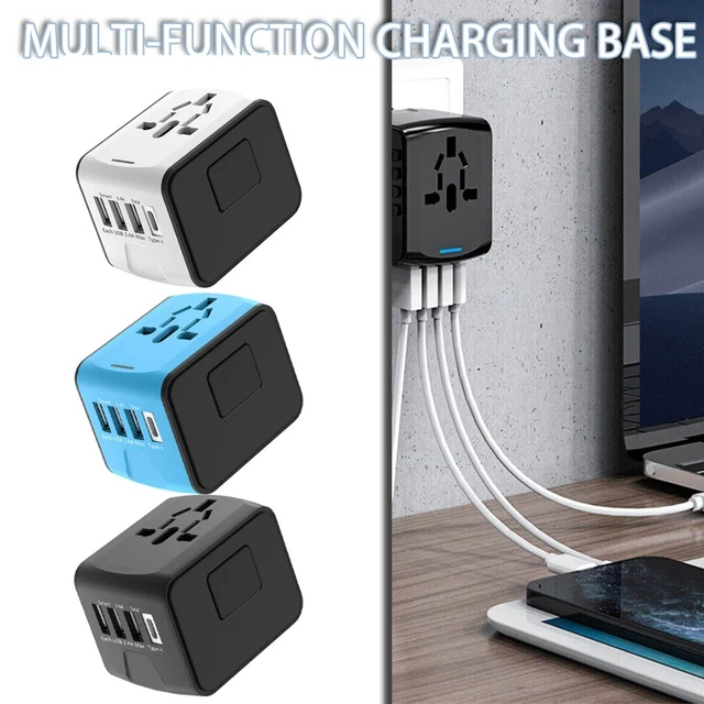 World Wide Travel Adapter Multi Plug Universal Charger UK EU AU US 4 USB Port +i 2