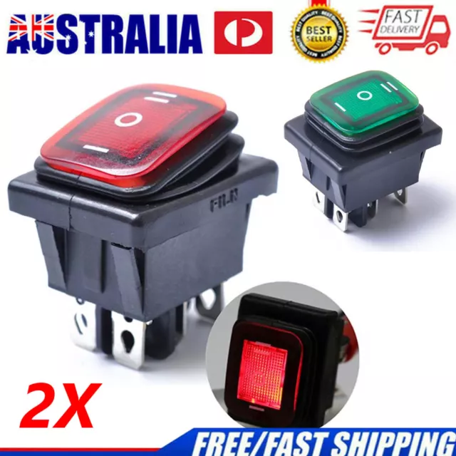 2X 6 Pin 12V 30A Car Boat LED Light On-Off-On Rocker Toggle Switch Waterproof