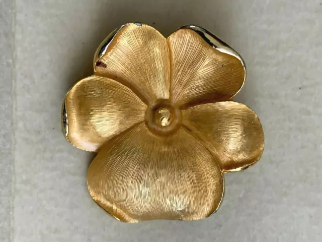 Schöne Französisch Designer Brosche - Vergoldet Metall - Blume -