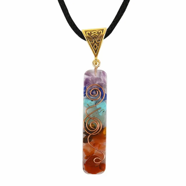 Pendant Necklace Natural Gemstone 7 Chakra Healing Crystal Charm Energy Handmade