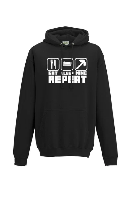 Eat sleep mine repeat hooded top craft hoodie all sizes adults & kids