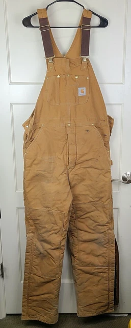 VTG Carhartt B01 Men's Duck Bib Insulated Overalls Made in USA Size 34/63