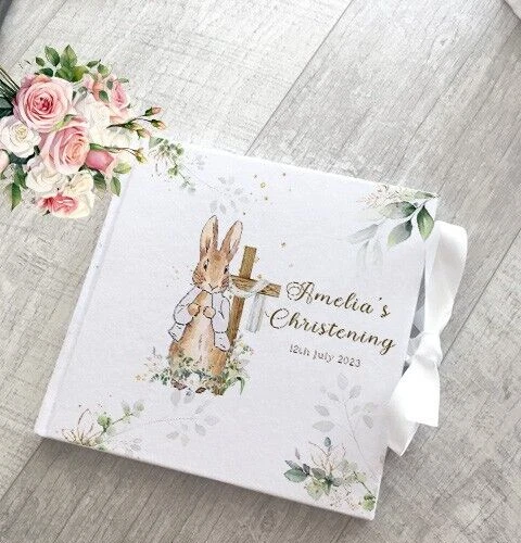 PEter Rabbit BATTESIMO COPERTINA RIGIDA LIBRO PER GLI OSPITI / ALBUM MEMORIA SCRAPBOOK
