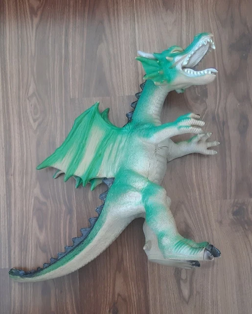 Large Rubber Green Winged Dragon Figure 70cm Nose to Tail Rare 2013 Toys R Us 2