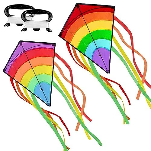 Cerf-volant Monofil Pour Enfants Et Adultes - 73x65 Cm, Avec 8 Queues Colorées (105 Cm) Et Ligne De 80 M - Facile à Faire Voler, En Nylon Et Fibre De Verre - 11