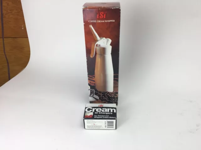 Brand New Vintage Isi Coffee Cream Whipper Whipped Topping Maker + 10 Chargers