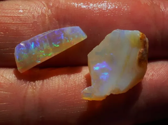 Opale de Mintabie/Australie, cristal avec feux, lot de 2 = 2,5 g/13 cts 2