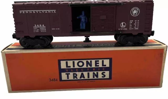 Lionel Vintage 1953 3484 PENNSYLVANIA OPERATING BOXCAR & BOX  -Original Owner